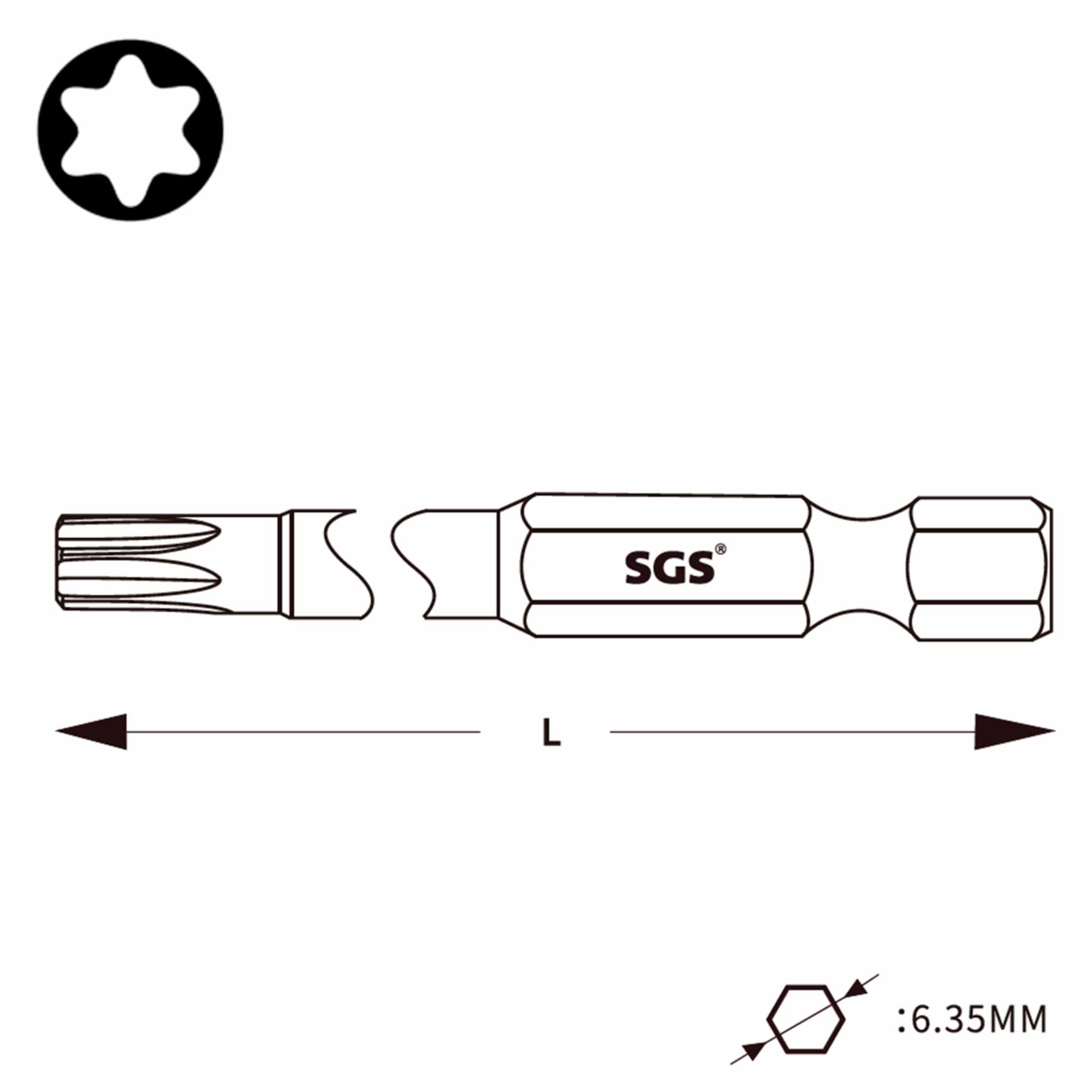 Бита SGS TORX T40х50мм S2 1шт 6350-T40