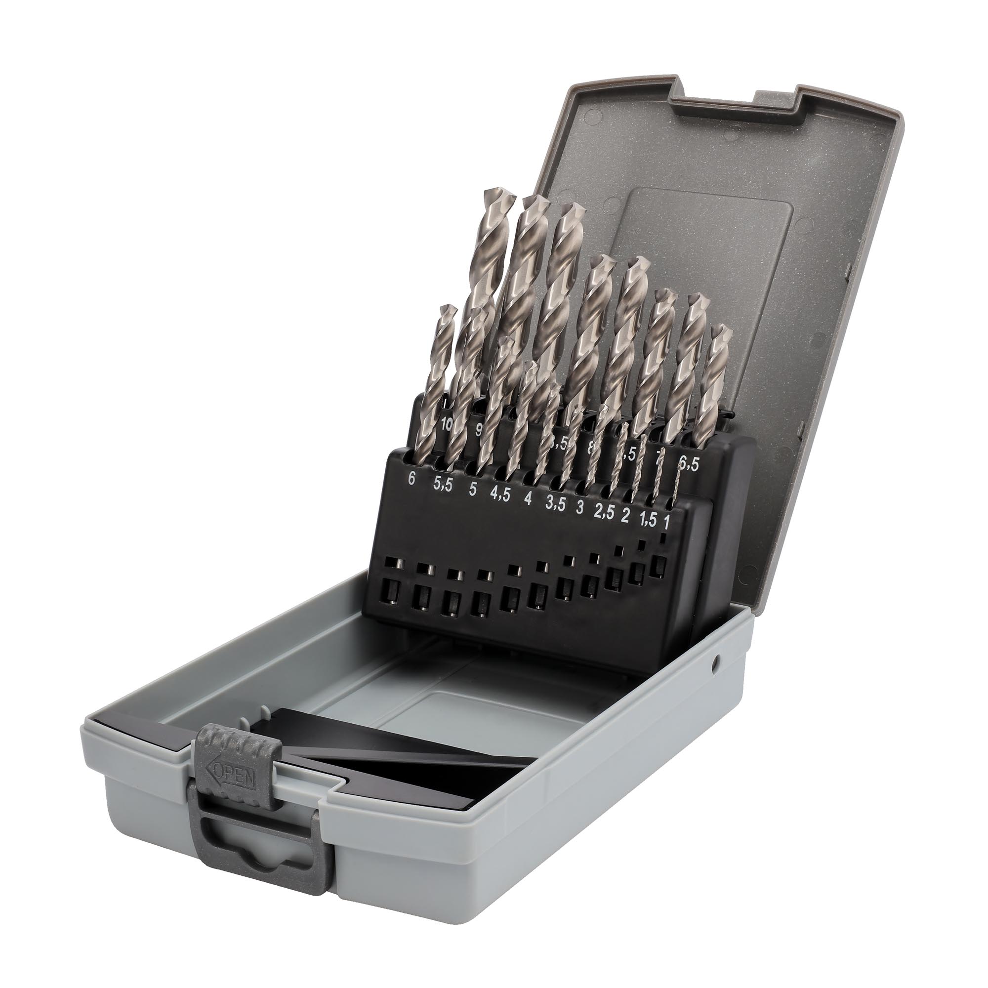 Набор сверл по металлу H-Tools 1-10мм 19шт HSS-G 135° DIN338 214214ROHT