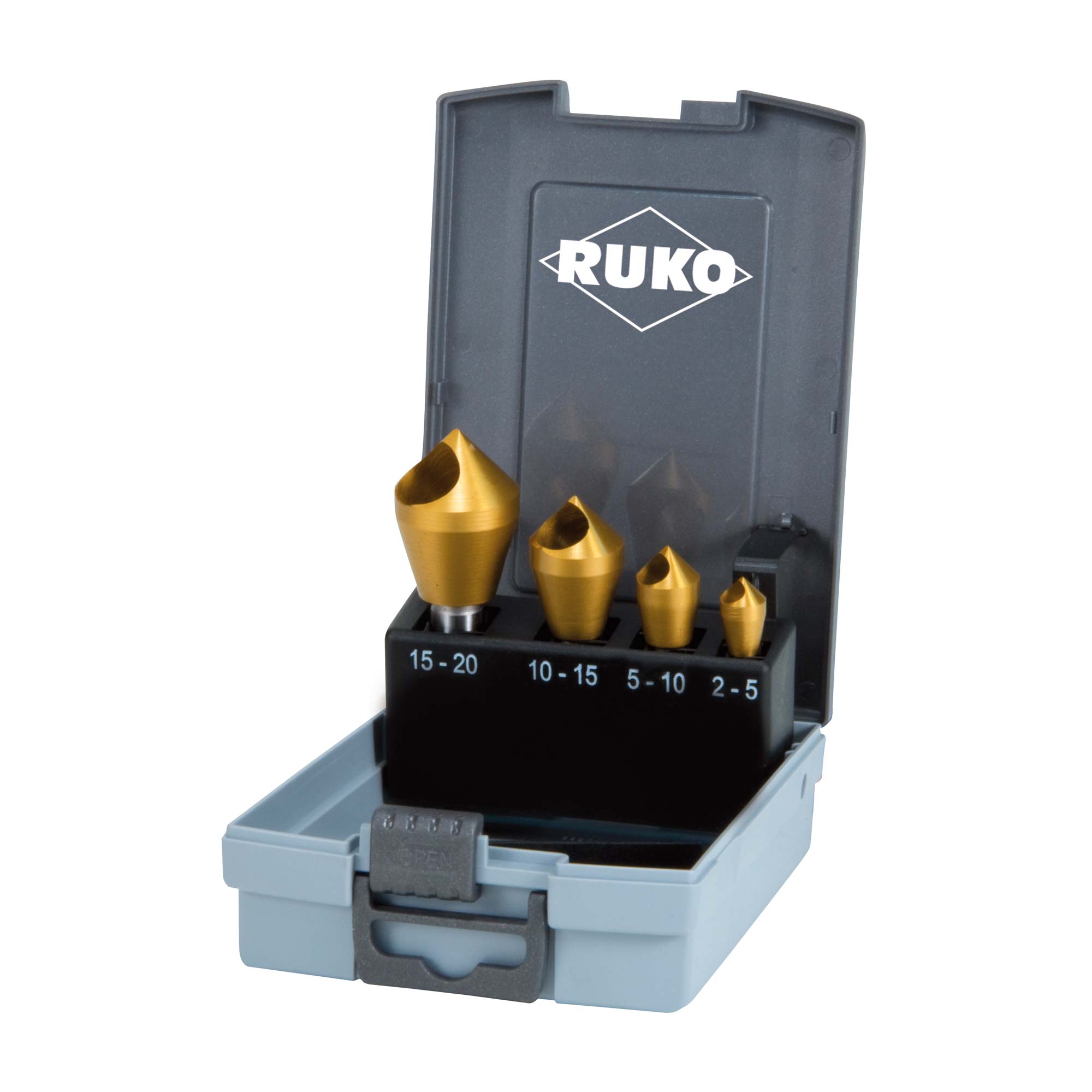 Набор полых зенковок с отверстием Ruko 90° 2/5-15/20 HSS-G TiN 1z 4шт 102312TRO