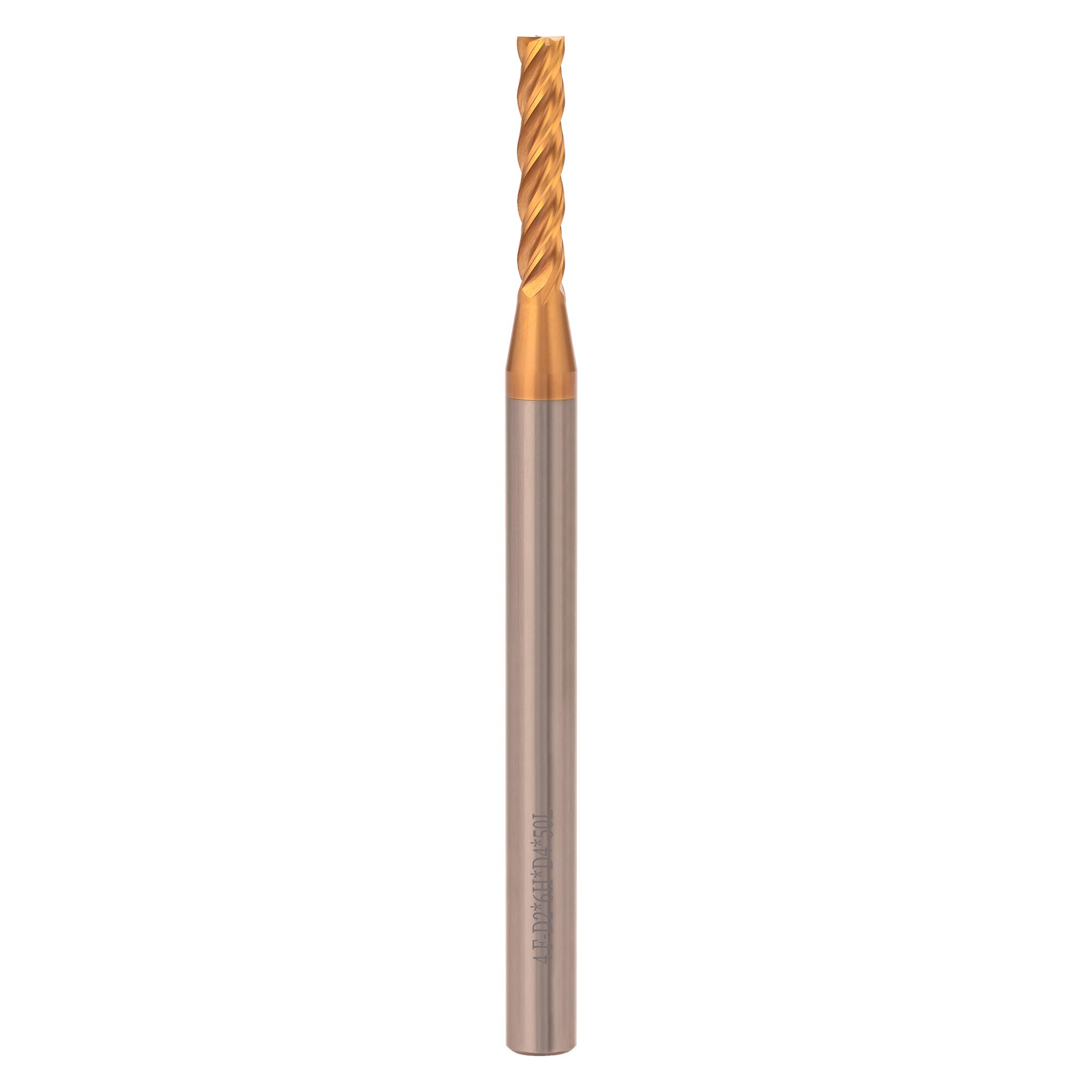 Фреза твердосплавная по металлу H-Tools 2,0x50/6мм d04 4z 60HRC P30 TiSiCrN 6804-020