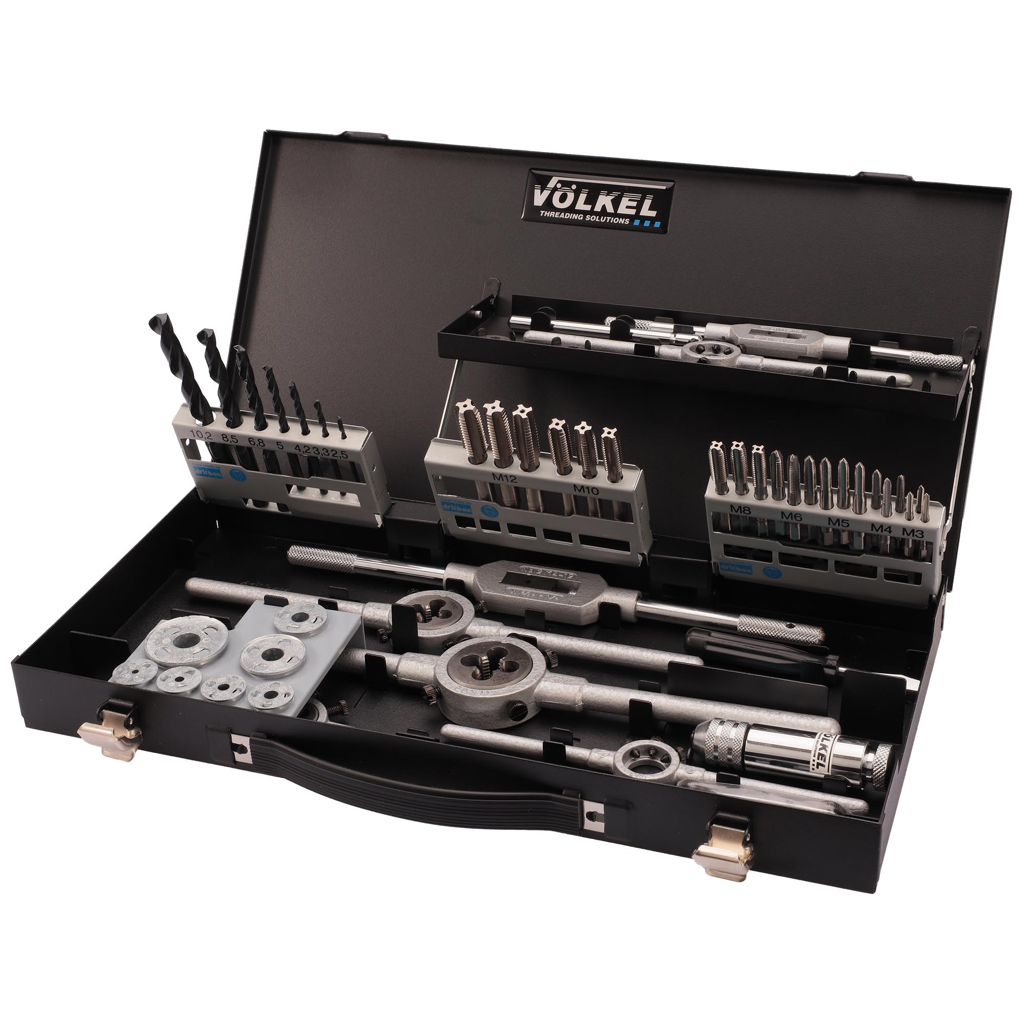 Набор метчиков и плашек Volkel M3-M12 HSS-G 52пр 49106