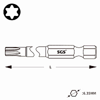 Бита SGS TORX T15х200мм S2 1шт 63200-T15