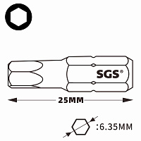 Бита шестигранная SGS HEX1,5х25мм S2 1шт 6325-H1.5 