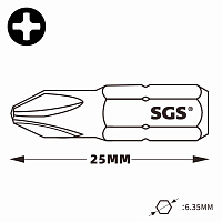 Бита SGS PH1х25мм S2 1шт 6325-PH1