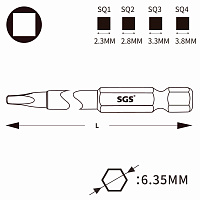 Бита SGS Robertson SQ №3 х100мм 63100SQ3 