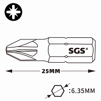 Бита SGS PZ3х25мм S2 1шт 6325-PZ3 